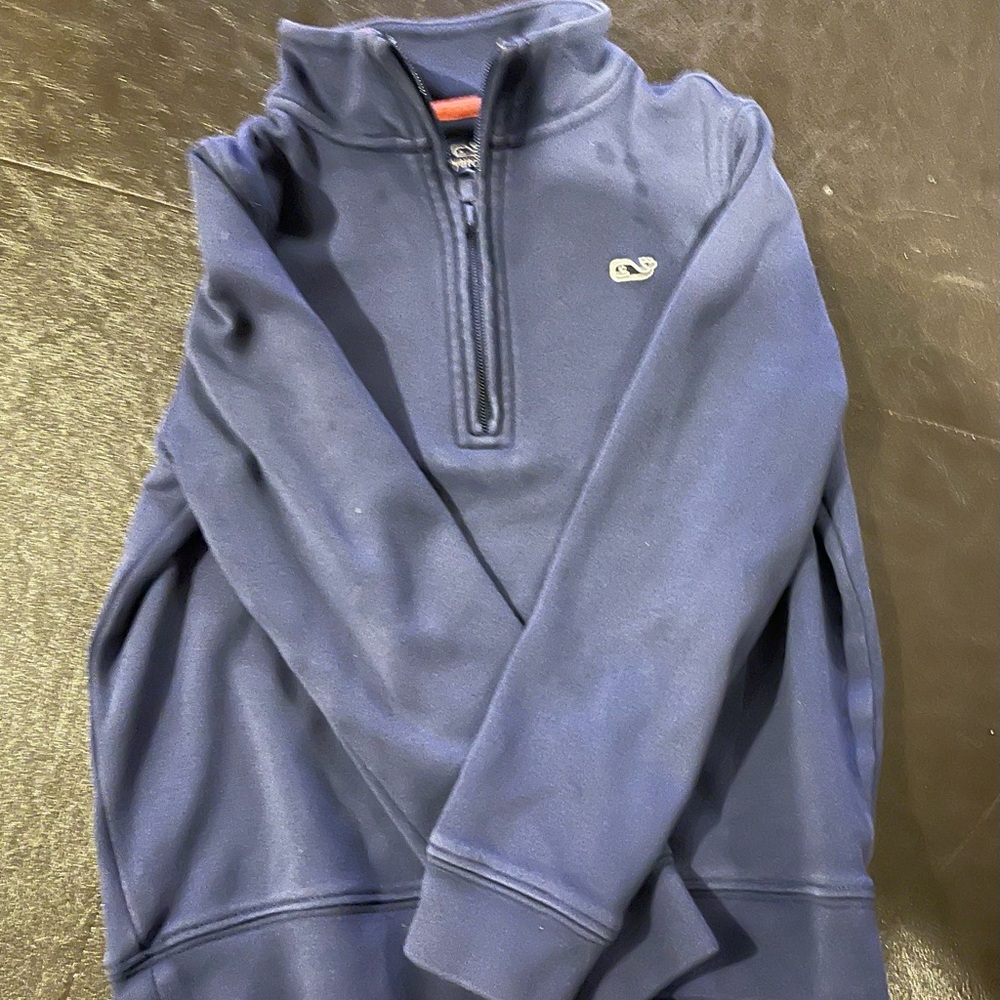 Vineyard Vines Saltwater 1/4 Zip Pima Cotton Pullover Sweater boys size 6 - Picture 2 of 5